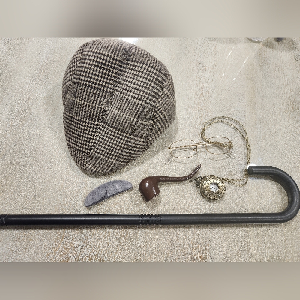 Houndstooth Newsboy Cap - Brown & Cream